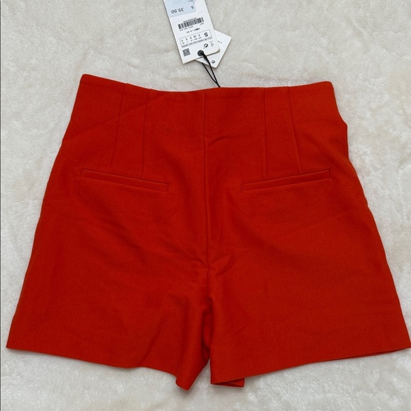 Zara Women's High Waist Orange Shorts S - Picture 3 of 5